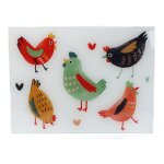 Dessous de plat en verre - motif poules bldine - 30 x 40 cm