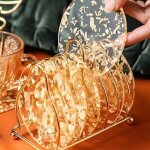 Dessous de verre 6 pcs feuille dor transparente dessous de verre rond sous tasse a cafe tapis de tasse ...
