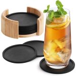 Dessous de verre silicone rond set de ardoise 8 noire pour dco bougies boissons sous - bock design pour ...