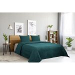 Dessus de lit oasis vert paon - 240x260cm - boutis 2 places avec 2 taies 65x65cm - autrefois