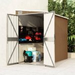 Soldes dt 2025 abri de jardin mural - cloud - outil de jardinage - marron 118x194x178 cm acier galvanis ...