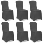 Detex� 6x housse de chaise anthracite tissu stretch opaque infroissable amovible mariage f�te r�ception ...