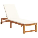 (solde d�t�) chaise longue bain de soleil vidaxl avec coussins cr�me en bois massif dacacia sol800688 ...