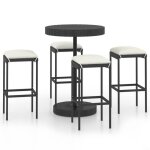 Soldes dt * ensemble de bar de jardin 5 pcs - mobilier dextrieur - et coussins rsine tresse noir ...