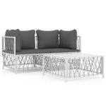Soldes d�t� * ensemble de salon de jardin - mobilier dext�rieur - avec coussins 3 pcs blanc acier - anti ...