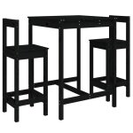 Soldes d�t� * mobilier dext�rieur / ensemble de bar de jardin - 3 pcs - noir bois de pin massif - anti ...