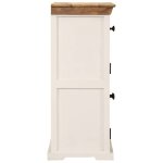 (solde d�t�) placard / buffet bas - d�cor salon - blanc et marron 55 x 30 x 73 cm bois de manguier solide ...