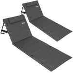 Detex� set de 2 tapis de plage anthracite 158x56 cm transat rembourr� avec dossier pliable natte de plage ...