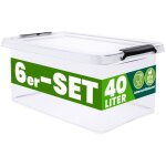 Deuba 6x bote de rangement 40l en plastique transparent empilable sans bpa gain de place caisse de ...