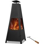Deuba - brasero de jardin ? pyramide ? mtal ? avec tisonnier - barbecue, brasier, extrieur, chemine ...