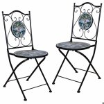 Deux chaises en fer forg et mosaque noires