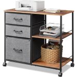 Devaise caisson mobile 3 tiroirs : support imprimante avec tagre classeur tissu pour dossiers a4 / ...