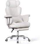 Devaise fauteuil direction ergonomique blanc - cuir recyclé dossier inclinable 90° - 145° repose - pieds ... Devaise fauteuil direction ergonomique blanc - cuir recyclé dossier inclinable 90° - 145° repose - pieds ...