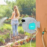 Dvidoir - enrouleur enrouleur mural tuyau arrosage 20m automatique 180 pivotant avec douchette 7 fonctions ...