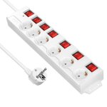 Dewenwils multiprise parafoudre 16a - 6 prises avec 7 interrupteurs - câble 2m - blanc - 3680w max. Dewenwils multiprise parafoudre 16a - 6 prises avec 7 interrupteurs - câble 2m - blanc - 3680w max.