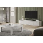 Deyton - ensemble salon laqué blanc meuble tv 4 portes + table basse carrée Deyton - ensemble salon laqué blanc meuble tv 4 portes + table basse carrée