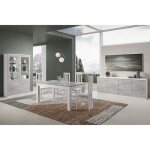 Deyton - ensemble séjour complet blanc et gris marbré table 160cm + buffet + vitrine avec leds Deyton - ensemble séjour complet blanc et gris marbré table 160cm + buffet + vitrine avec leds