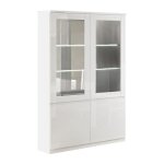 Deyton - vitrine 4 portes laque blanc brillant avec leds