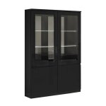 Deyton - vitrine 4 portes laque noir brillant avec leds