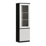 Deyton - vitrine droite laquée noir et blanc brillant avec leds Deyton - vitrine droite laquée noir et blanc brillant avec leds