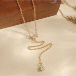 Dgiddk mode couches longue collier en acier inoxydable perles gomtriques gland simple collier bijoux ...