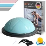 Dh fitlife ballon dquilibre yoga bleu 60x22 cm 200 kg max - demi - ballon de gymnastique avec pompe ...