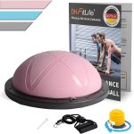 Dh fitlife ballon dquilibre yoga rose 60x22 cm 200 kg max - demi - ballon de gymnastique avec pompe ...