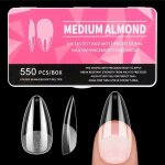 Diboniur kit de faux ongles medium almond 550 pcs capsule americaine ongle amande 11 tailles capsules ...