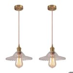 Diday lot de 2 suspension luminaire industriellustre vintage abat - jour en verre design parapluie style ...
