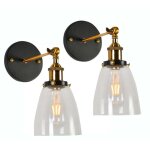 Diday 2pcs applique murale industrielle vintagee27 lampe murale abat - jour en verre designe edison style ...