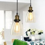 Diday 2pcs lustre en verrelampe suspension industriel vintage e27 luminaire plafonnier style edsion lampe ...