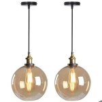 Diday 2pcs r�tro suspension luminaire industriellampe de plafond abat - jour en verre designe rond e27 ...