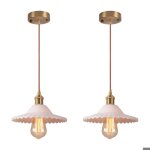 Diday 2x lustre industriellampe suspension vintage abat - jour en verre design parapluie luminaire plafonnier ...