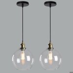 Diday 2x r�tro suspension luminaire vintagelustre industrielle abat - jour en verre lampe de plafond ...