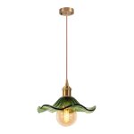 Diday lampe suspension vintage22cm lustre industriel abat - jour en verre design fleur e27 luminaire ...