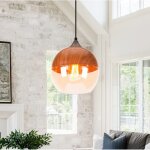 Diday moderne suspension luminaire industriellustre abat - jour en verre et bois e27 lampe de plafond ...