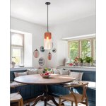 Diday suspension luminaire moderne industriellustre abat - jour en verre et bois e27 lampe de plafond ...
