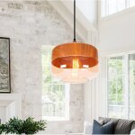 Diday suspension luminaire moderne industriellustre abat - jour en verre et bois e27 lampe de plafond ...