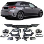 Diffuseur arriere noir + 2 embout pot look a45 amg pour mercedes classe a w177 avec pack amg
