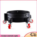 Dilwe chariot seau voiture chariot fts plastique 5 roues pivotantes noir