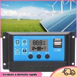 Dilwe contr�leur de charge solaire pwm dual usb lcd r�gulateur de panneau cellulaire avec identification ...