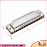 Dilwe harmonica � 10 trous 1072 - c folkmaster standard harmonica diatonique 10 trous cl� de c 20 tons ...