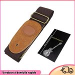 Dilwe sangle de guitare irin sangle de guitare r�glable irin en coton tiss� avec extr�mit�s en cuir pour ...