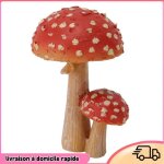 Dilwe statue de champignons d�cor de champignons en r�sine vive couleurs robustes 2 couleurs vives 4 ...