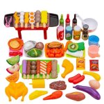 Dinette - cuisine - bbq 65 pcs - jouet alimentaire - enfant 3 ans - rose