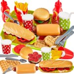 Dinette enfant jouets alimentaires avec hamburger frites hot dogsaccessoire cuisine enfant pour jeux ...