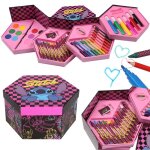 Disney stitch kit artistique dans une bote pliable pour enfants 46 lments crayons feutres peintures ...