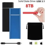 Disque dur externe ssd portable 8tb 8to type - c mtallique argent 11 * 3. 2 * 1cm mini taille avec pochette ...