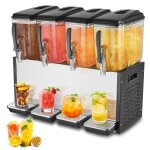 Distributeur de boissons commerciales - vevor - 510 w - distributeur de jus  4 rservoirs de 12 l par ...