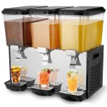 Distributeur de boissons commerciales - vevor - 512 w - distributeur de jus  3 rservoirs de 18 l par ...